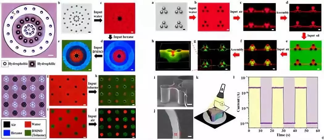 圖2. 可編程的流體圖案化及微型立體器件的制造 圖2. 可編程的流體圖案化及微型立體器件的制造