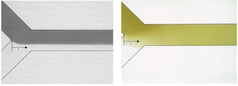 DI水和水基鐵磁流體(左)沒有磁鐵和(右)磁鐵之間的擴散 DI水和水基鐵磁流體(左)沒有磁鐵和(右)磁鐵之間的擴散