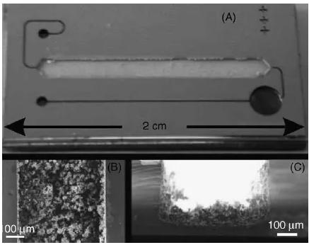 圖5. 在火焰噴霧沉積催化劑后用微反應器的樣品架的照片 圖5. 在火焰噴霧沉積催化劑后用微反應器的樣品架的照片